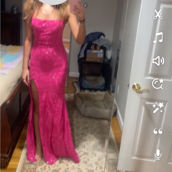 Rowena Sequin Mermaid Prom Dress in Fuchsia - Picture 3 of 11